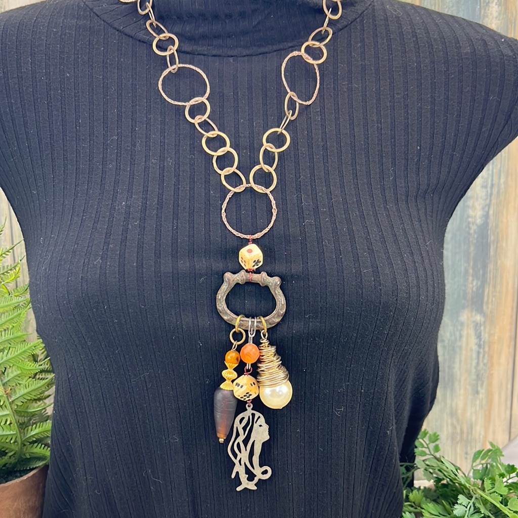 Adorned Crown Necklace Artisan Assemblage Found Objects Vintage Reclaimed